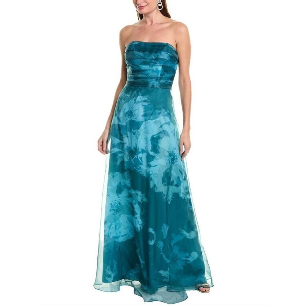 NWT Rene Ruiz Collection Teal Strapless Organza Gown Size 16